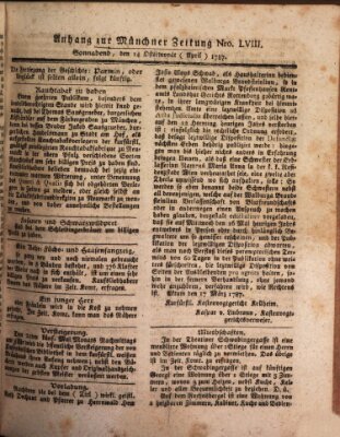 Kurfürstlich gnädigst privilegirte Münchner-Zeitung (Süddeutsche Presse) Samstag 14. April 1787