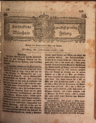 Kurfürstlich gnädigst privilegirte Münchner-Zeitung (Süddeutsche Presse) Montag 16. April 1787