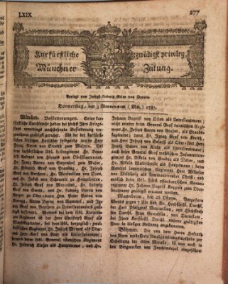 Kurfürstlich gnädigst privilegirte Münchner-Zeitung (Süddeutsche Presse) Donnerstag 3. Mai 1787