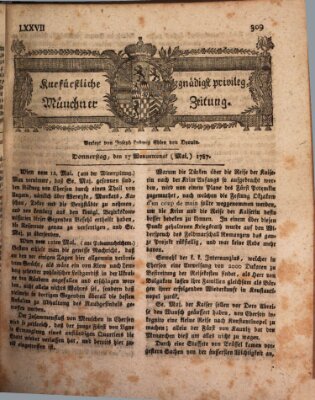 Kurfürstlich gnädigst privilegirte Münchner-Zeitung (Süddeutsche Presse) Donnerstag 17. Mai 1787