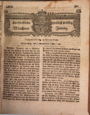 Kurfürstlich gnädigst privilegirte Münchner-Zeitung (Süddeutsche Presse) Donnerstag 24. Mai 1787