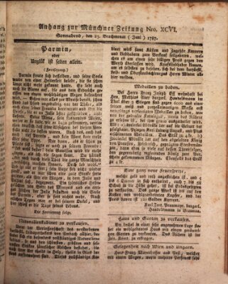 Kurfürstlich gnädigst privilegirte Münchner-Zeitung (Süddeutsche Presse) Samstag 23. Juni 1787