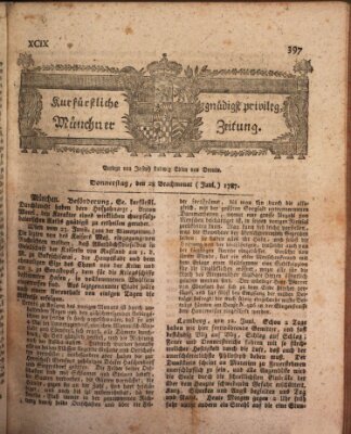 Kurfürstlich gnädigst privilegirte Münchner-Zeitung (Süddeutsche Presse) Donnerstag 28. Juni 1787