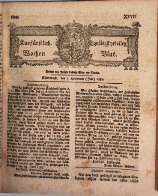 Kurfürstlich gnädigst privilegirte Münchner-Zeitung (Süddeutsche Presse) Mittwoch 4. Juli 1787