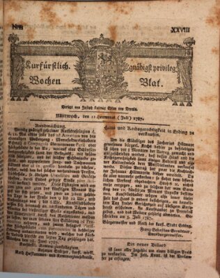 Kurfürstlich gnädigst privilegirte Münchner-Zeitung (Süddeutsche Presse) Mittwoch 11. Juli 1787