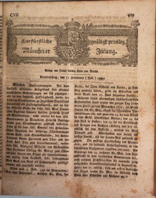 Kurfürstlich gnädigst privilegirte Münchner-Zeitung (Süddeutsche Presse) Donnerstag 12. Juli 1787