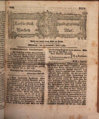 Kurfürstlich gnädigst privilegirte Münchner-Zeitung (Süddeutsche Presse) Mittwoch 18. Juli 1787