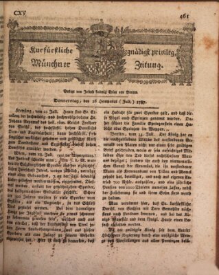 Kurfürstlich gnädigst privilegirte Münchner-Zeitung (Süddeutsche Presse) Donnerstag 26. Juli 1787