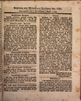 Kurfürstlich gnädigst privilegirte Münchner-Zeitung (Süddeutsche Presse) Samstag 4. August 1787