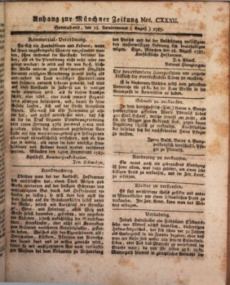 Kurfürstlich gnädigst privilegirte Münchner-Zeitung (Süddeutsche Presse) Samstag 25. August 1787