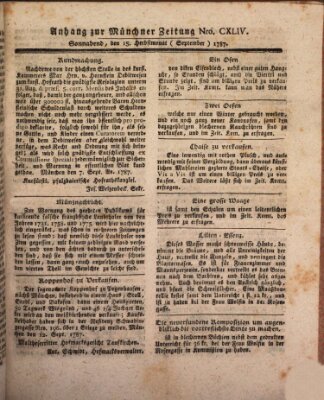 Kurfürstlich gnädigst privilegirte Münchner-Zeitung (Süddeutsche Presse) Samstag 15. September 1787