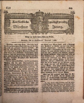 Kurfürstlich gnädigst privilegirte Münchner-Zeitung (Süddeutsche Presse) Freitag 28. September 1787