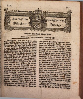 Kurfürstlich gnädigst privilegirte Münchner-Zeitung (Süddeutsche Presse) Donnerstag 4. Oktober 1787