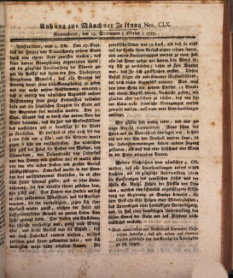 Kurfürstlich gnädigst privilegirte Münchner-Zeitung (Süddeutsche Presse) Samstag 13. Oktober 1787