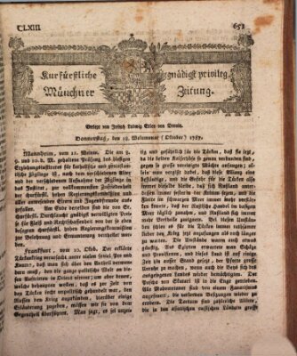 Kurfürstlich gnädigst privilegirte Münchner-Zeitung (Süddeutsche Presse) Donnerstag 18. Oktober 1787