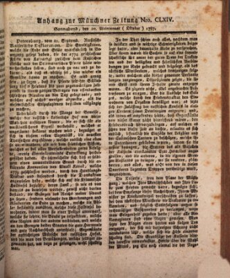 Kurfürstlich gnädigst privilegirte Münchner-Zeitung (Süddeutsche Presse) Samstag 20. Oktober 1787