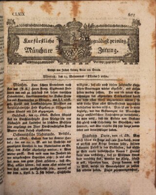 Kurfürstlich gnädigst privilegirte Münchner-Zeitung (Süddeutsche Presse) Montag 29. Oktober 1787