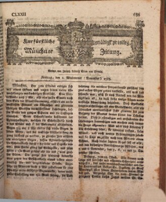 Kurfürstlich gnädigst privilegirte Münchner-Zeitung (Süddeutsche Presse) Freitag 2. November 1787