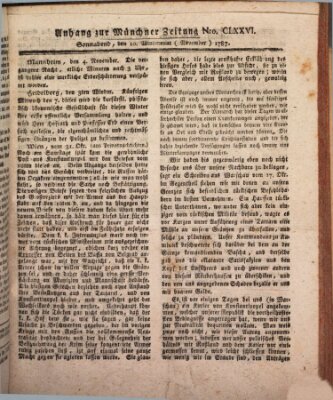 Kurfürstlich gnädigst privilegirte Münchner-Zeitung (Süddeutsche Presse) Samstag 10. November 1787