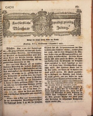 Kurfürstlich gnädigst privilegirte Münchner-Zeitung (Süddeutsche Presse) Freitag 14. Dezember 1787