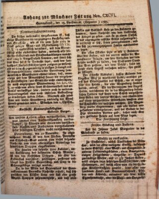 Kurfürstlich gnädigst privilegirte Münchner-Zeitung (Süddeutsche Presse) Samstag 15. Dezember 1787