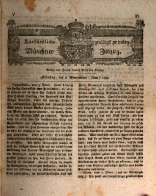 Kurfürstlich gnädigst privilegirte Münchner-Zeitung (Süddeutsche Presse) Dienstag 8. Januar 1788