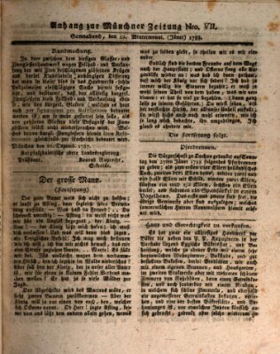 Kurfürstlich gnädigst privilegirte Münchner-Zeitung (Süddeutsche Presse) Samstag 12. Januar 1788