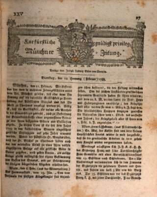 Kurfürstlich gnädigst privilegirte Münchner-Zeitung (Süddeutsche Presse) Dienstag 12. Februar 1788