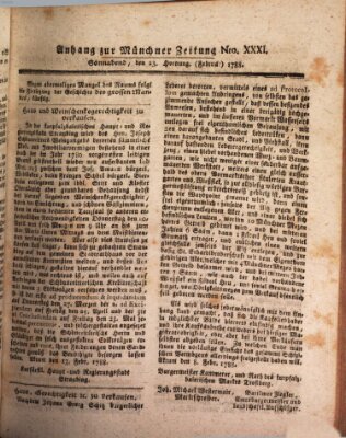 Kurfürstlich gnädigst privilegirte Münchner-Zeitung (Süddeutsche Presse) Samstag 23. Februar 1788