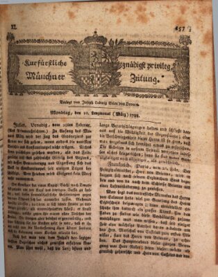 Kurfürstlich gnädigst privilegirte Münchner-Zeitung (Süddeutsche Presse) Montag 10. März 1788