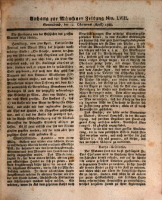 Kurfürstlich gnädigst privilegirte Münchner-Zeitung (Süddeutsche Presse) Samstag 12. April 1788