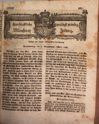 Kurfürstlich gnädigst privilegirte Münchner-Zeitung (Süddeutsche Presse) Donnerstag 8. Mai 1788