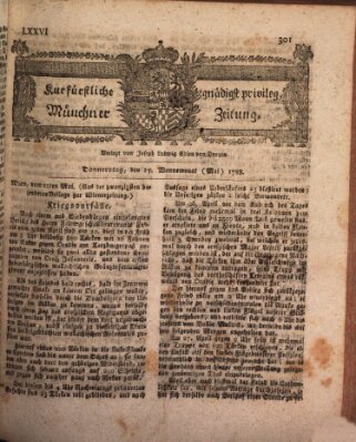 Kurfürstlich gnädigst privilegirte Münchner-Zeitung (Süddeutsche Presse) Donnerstag 15. Mai 1788