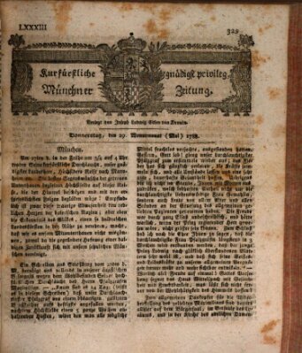 Kurfürstlich gnädigst privilegirte Münchner-Zeitung (Süddeutsche Presse) Donnerstag 29. Mai 1788
