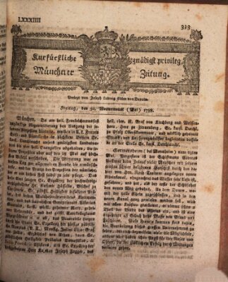 Kurfürstlich gnädigst privilegirte Münchner-Zeitung (Süddeutsche Presse) Freitag 30. Mai 1788