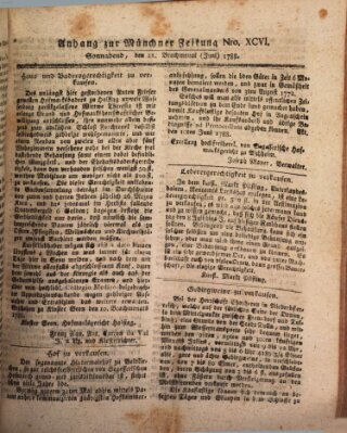 Kurfürstlich gnädigst privilegirte Münchner-Zeitung (Süddeutsche Presse) Samstag 21. Juni 1788