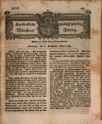 Kurfürstlich gnädigst privilegirte Münchner-Zeitung (Süddeutsche Presse) Montag 23. Juni 1788