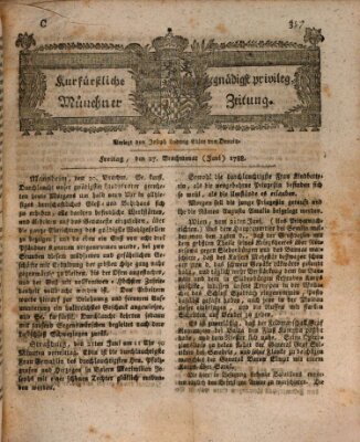 Kurfürstlich gnädigst privilegirte Münchner-Zeitung (Süddeutsche Presse) Freitag 27. Juni 1788