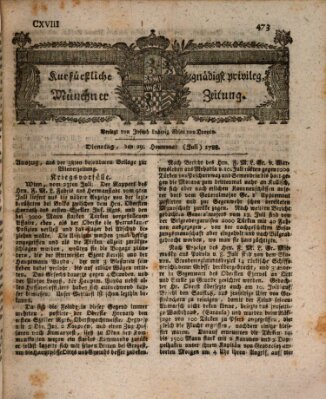 Kurfürstlich gnädigst privilegirte Münchner-Zeitung (Süddeutsche Presse) Dienstag 29. Juli 1788