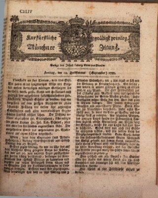 Kurfürstlich gnädigst privilegirte Münchner-Zeitung (Süddeutsche Presse) Freitag 12. September 1788