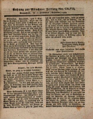 Kurfürstlich gnädigst privilegirte Münchner-Zeitung (Süddeutsche Presse) Samstag 20. September 1788