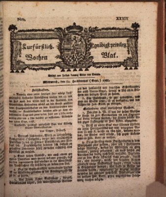 Kurfürstlich gnädigst privilegirte Münchner-Zeitung (Süddeutsche Presse) Mittwoch 24. September 1788