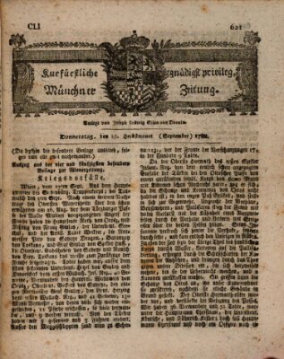 Kurfürstlich gnädigst privilegirte Münchner-Zeitung (Süddeutsche Presse) Donnerstag 25. September 1788