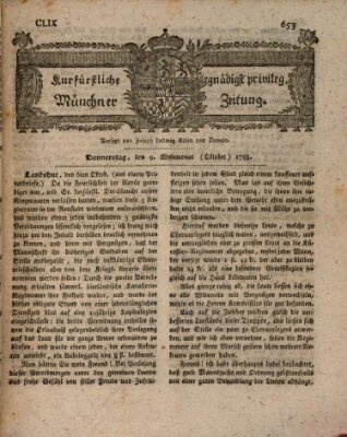 Kurfürstlich gnädigst privilegirte Münchner-Zeitung (Süddeutsche Presse) Donnerstag 9. Oktober 1788