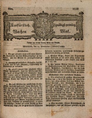 Kurfürstlich gnädigst privilegirte Münchner-Zeitung (Süddeutsche Presse) Mittwoch 22. Oktober 1788