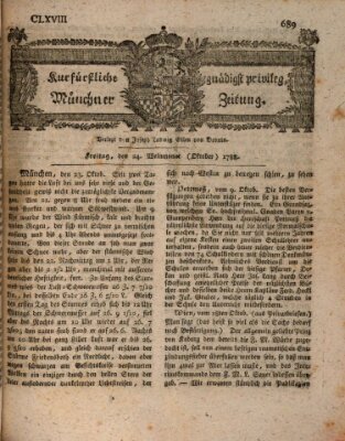 Kurfürstlich gnädigst privilegirte Münchner-Zeitung (Süddeutsche Presse) Freitag 24. Oktober 1788