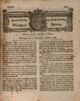 Kurfürstlich gnädigst privilegirte Münchner-Zeitung (Süddeutsche Presse) Montag 27. Oktober 1788