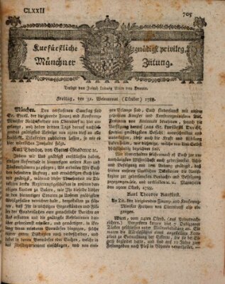 Kurfürstlich gnädigst privilegirte Münchner-Zeitung (Süddeutsche Presse) Freitag 31. Oktober 1788