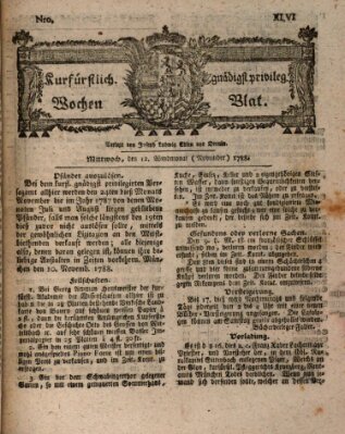 Kurfürstlich gnädigst privilegirte Münchner-Zeitung (Süddeutsche Presse) Mittwoch 12. November 1788