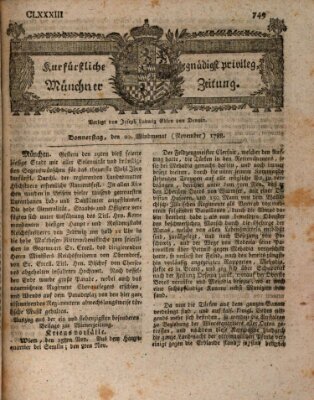 Kurfürstlich gnädigst privilegirte Münchner-Zeitung (Süddeutsche Presse) Donnerstag 20. November 1788